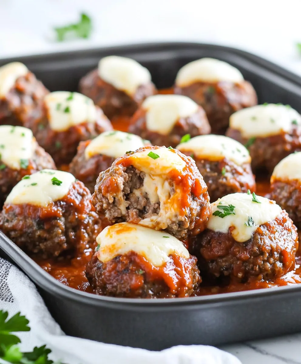 Easy Mozzarella Stuffed Meatballs