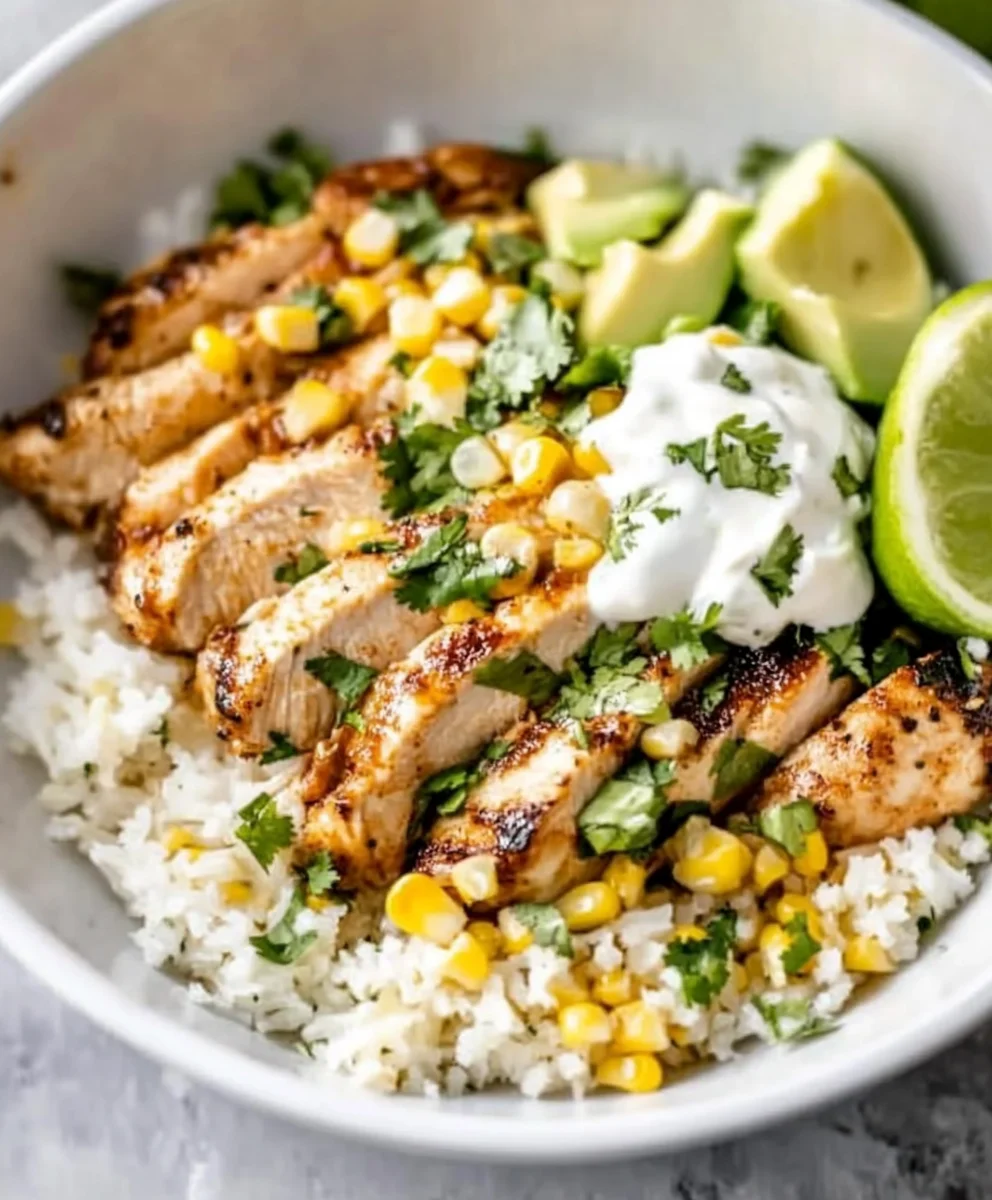Street Corn Chicken Rice Bowls