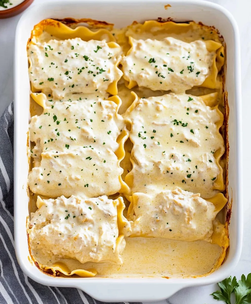 Chicken Alfredo Lasagna Rolls